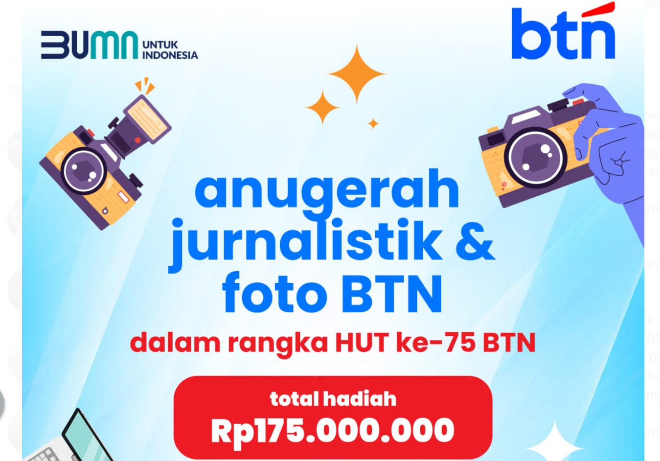 BTN Gelar Anugerah Jurnalistik & Foto 2025, Ada Hadiah Rp 175 Juta